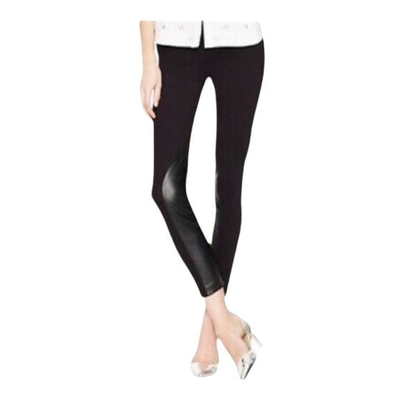 J. CREW “The Gigi Pant” Equestrian Style Faux Leather Knit Pants in Black Size 2 - Picture 1 of 7